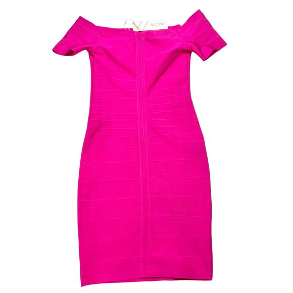 WOW Couture Bandage Bodycon Dress Women Small Pink Zipper Formal Night New - Picture 2 of 10